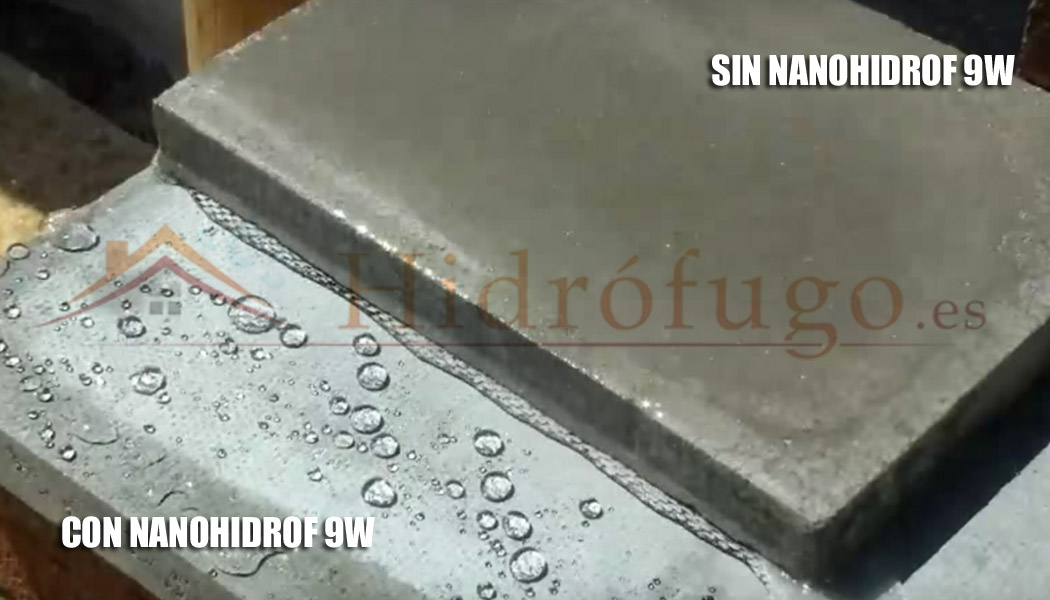 Hormigón hidrofugado con Nanohidrof 9w oleorepelente y antimanchas